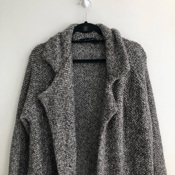 Zara Knit Gray Marled Duster Sweater Coat - Picture 5 of 9